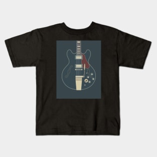 Dark Vintage Hollow Body Guitar Kids T-Shirt